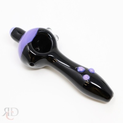 GLASS PIPE BLACK TUBE AND MARBLE ART GP6548 1CT
